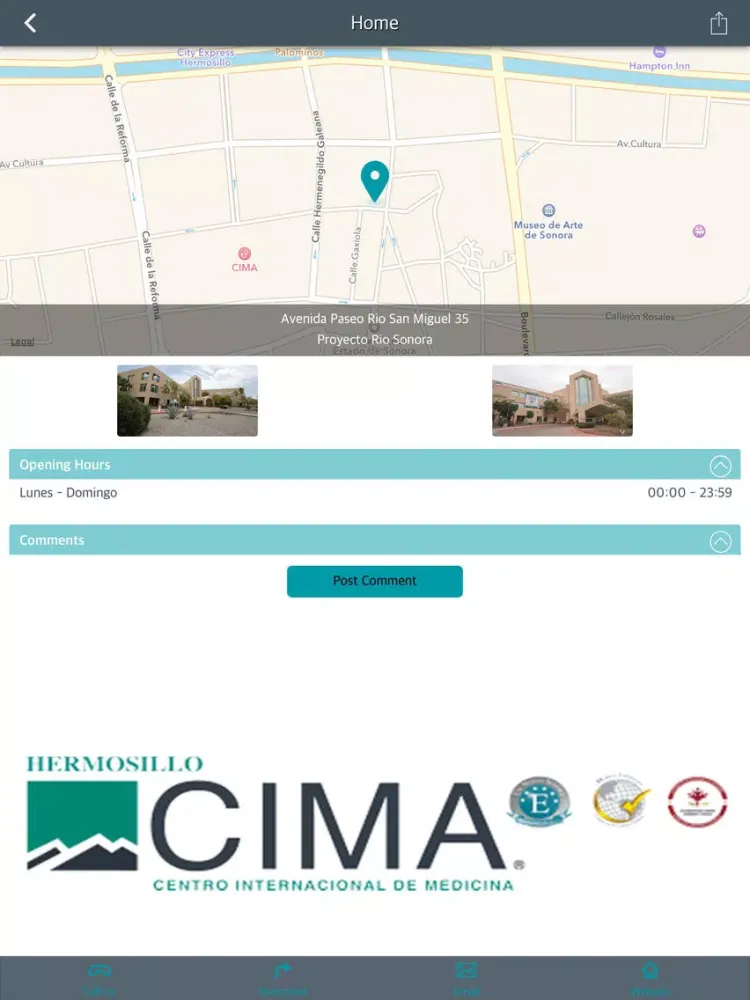 Tangkapan skrin Hospital CIMA Hermosillo iPad 
