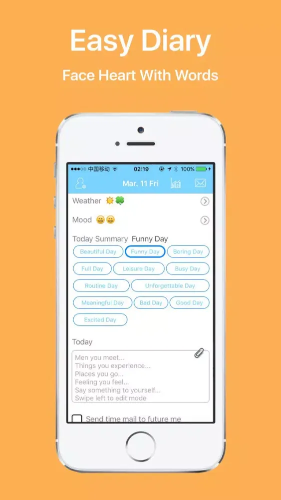 Capturas de tela do iDiaries - An easy diary to talk with yourself everyday and start to meet better you from heart!
