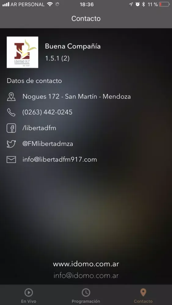 Captures d'écran de Radio Libertad 91.7