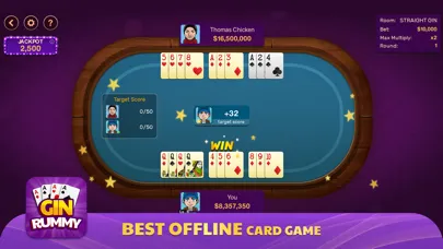 Gin Rummy: Offline Game سکرین شاٹس