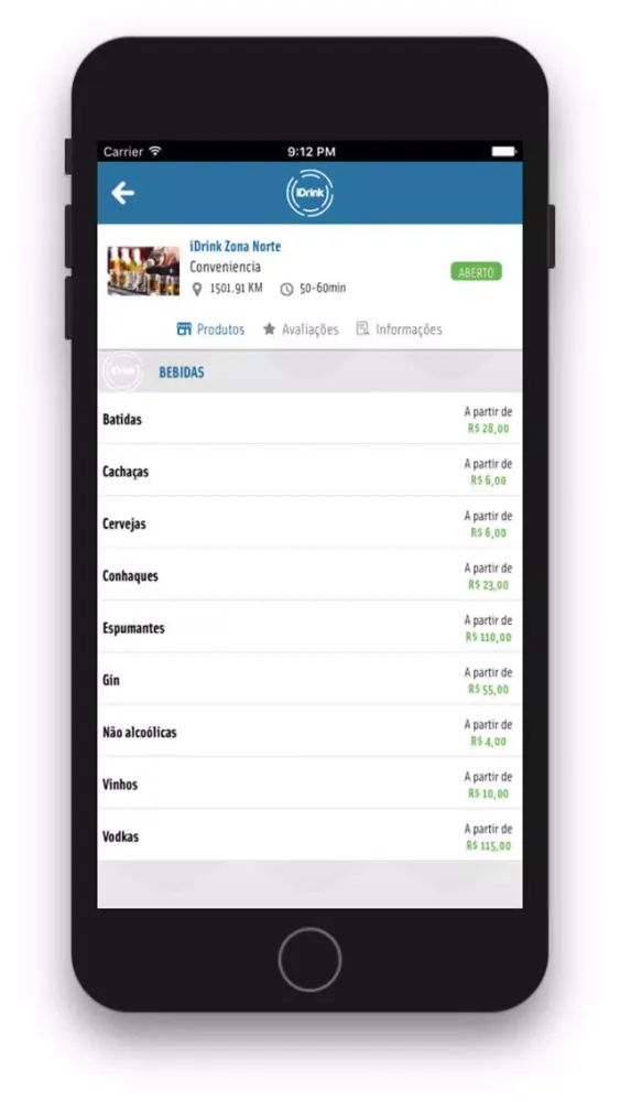 Скриншоты iDrink - Aplicativo Delivery