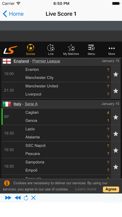 Zrzuty ekranu Live Football Update