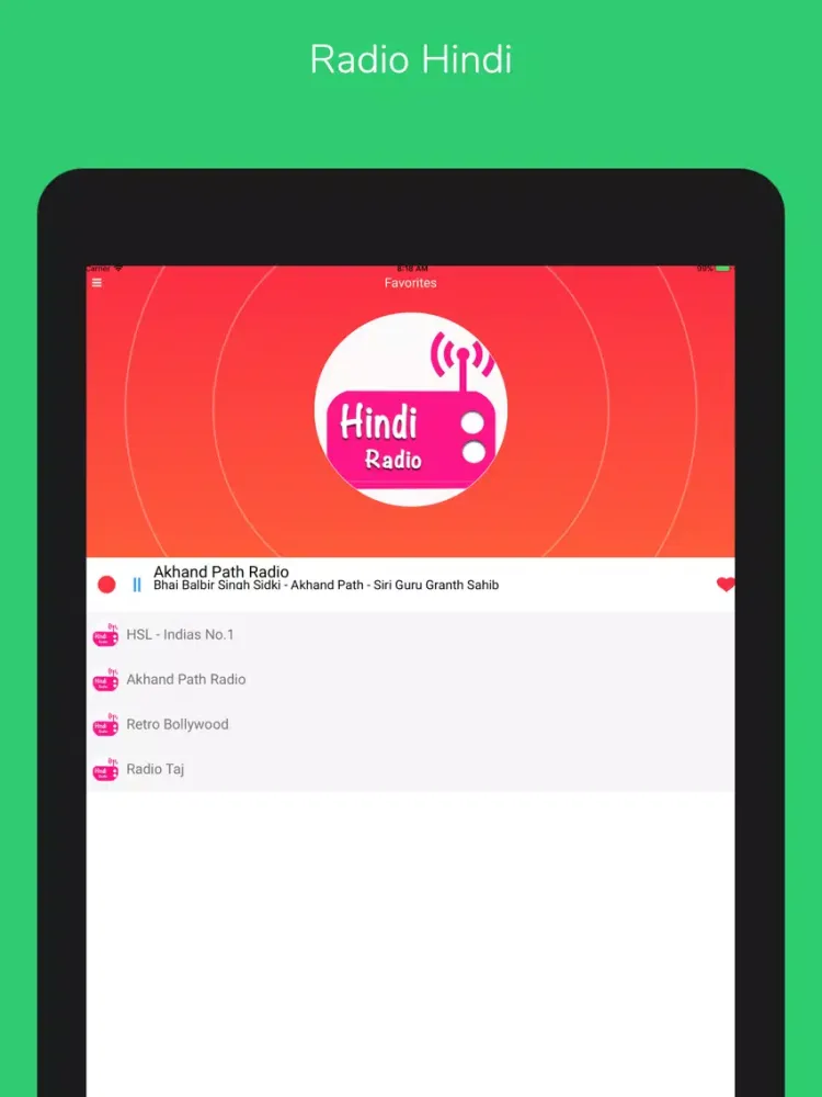 Ảnh chụp màn hình của Radio Hindi: Online FM iPad 