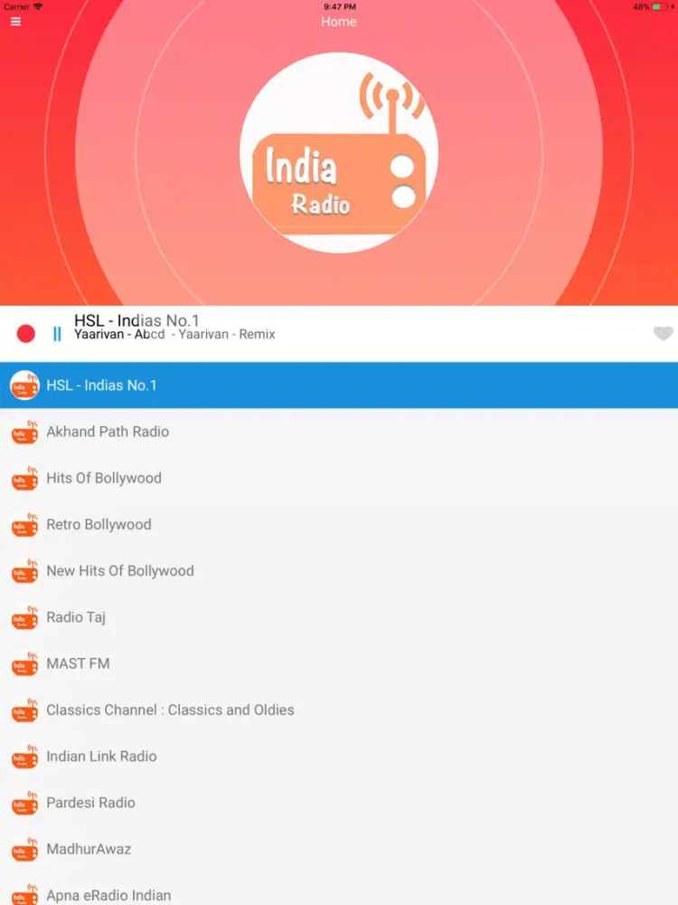 Radio India: Online FM iPad  Screenshots