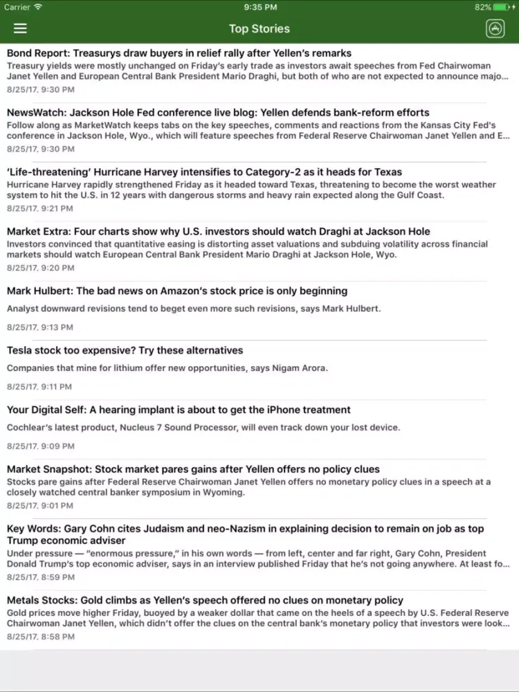 Tangkapan layar Market Watch Update for all people's iPad 