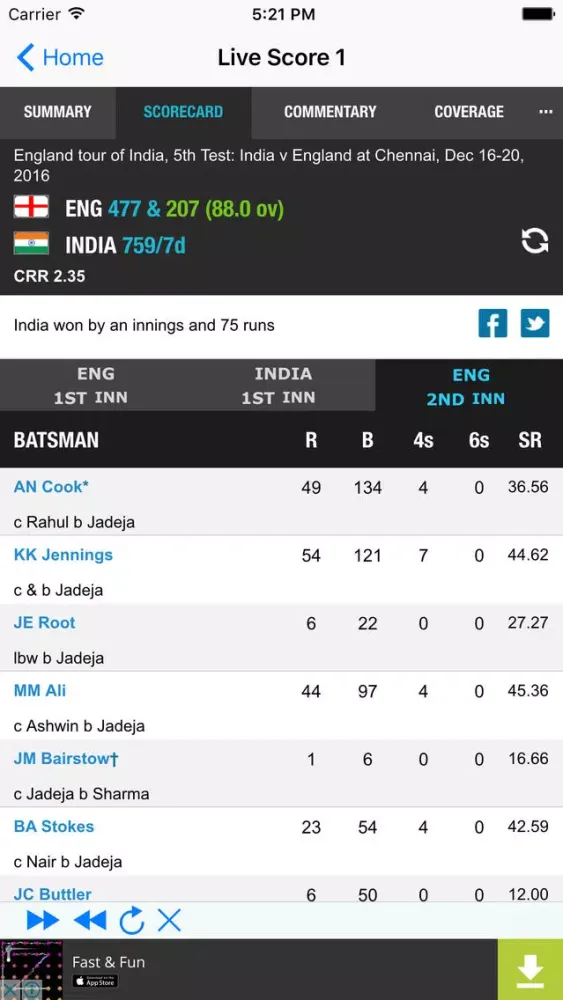 Live Cricket Score and News Update スクリーンショット