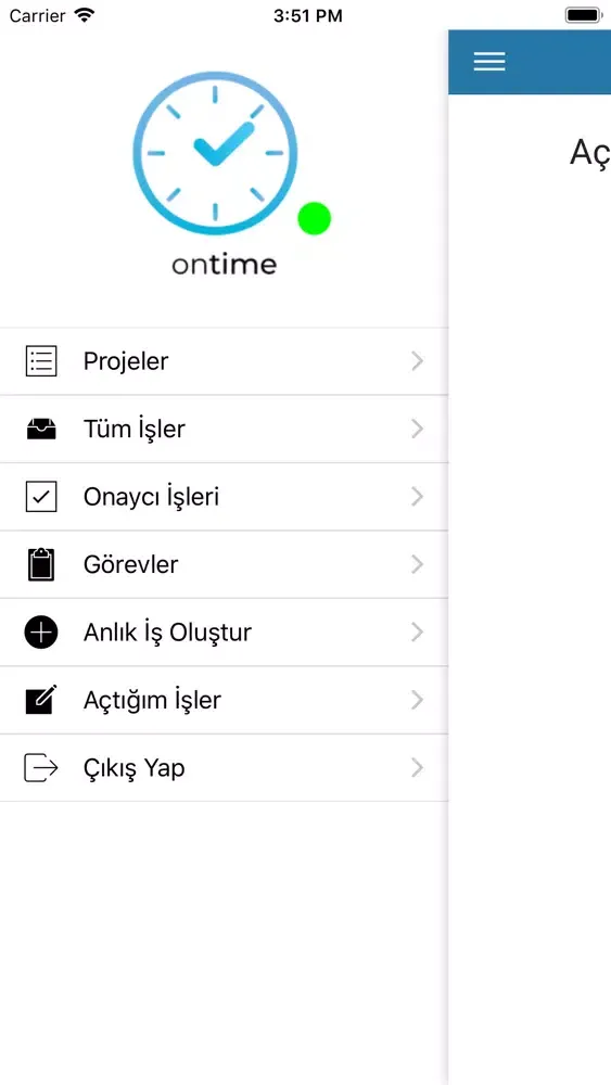 Tangkapan layar ontime Acity