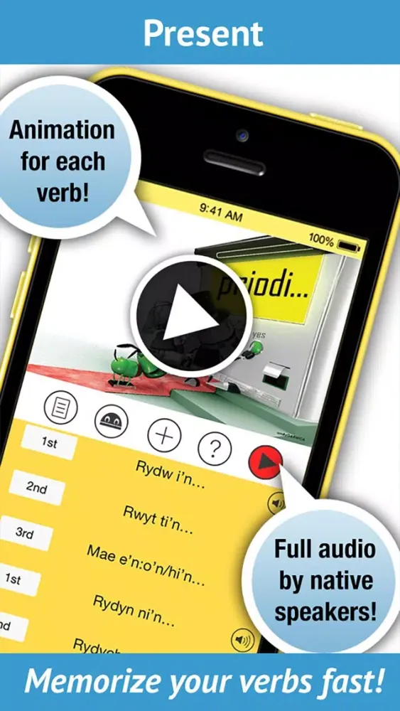 Capturas de pantalla de Welsh Verbs - LearnBots Pro.