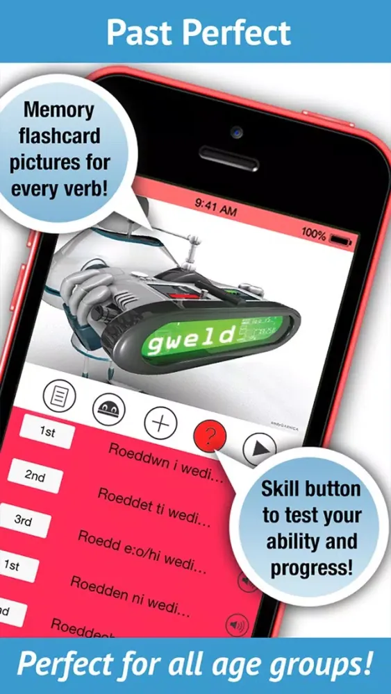 Capturas de pantalla de Welsh Verbs - LearnBots Pro.