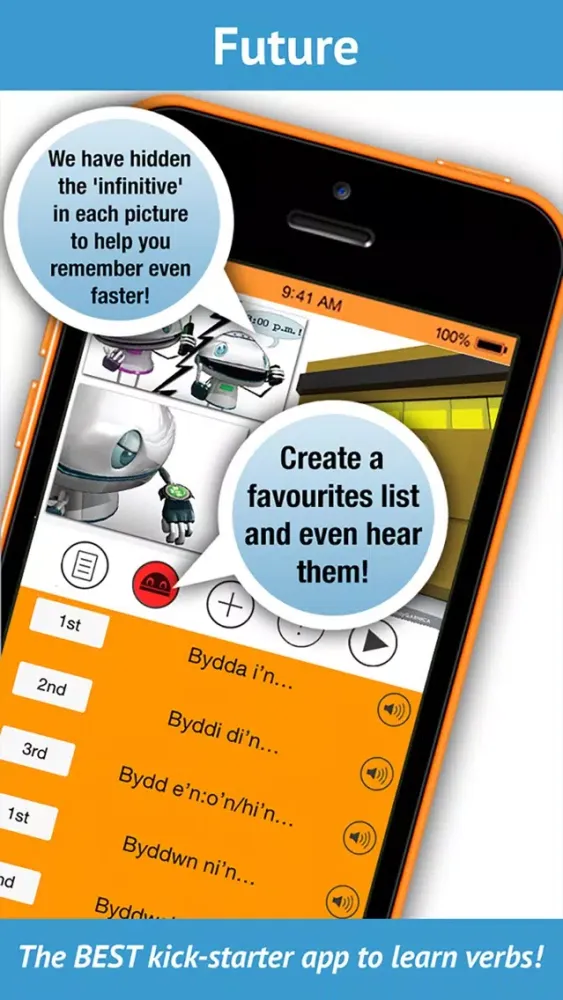 Capturas de pantalla de Welsh Verbs - LearnBots Pro.