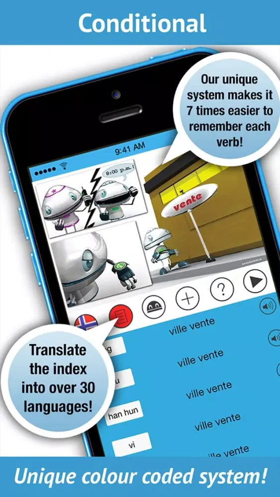 Ảnh chụp màn hình của Norwegian Verbs Pro. LearnBots