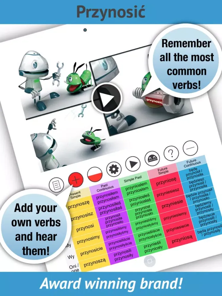 تصاویر Polish Verbs Pro - LearnBots iPad 