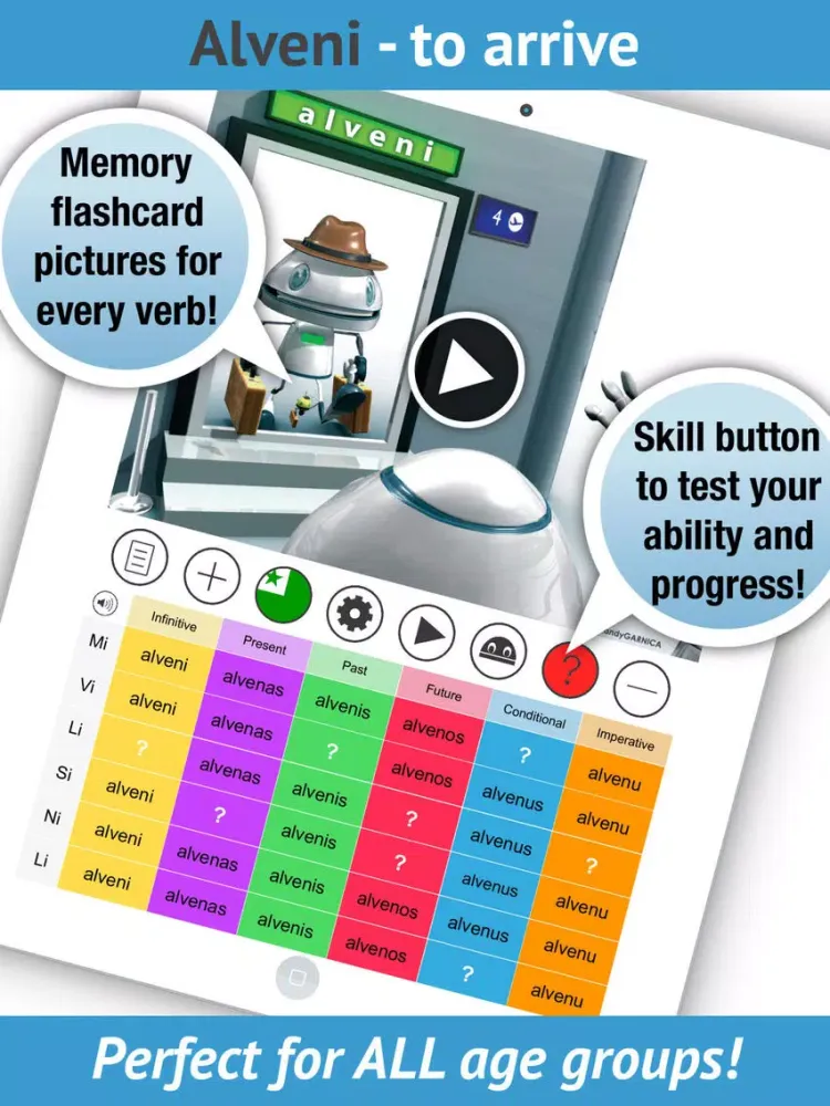 Скриншоты Esperanto Verbs - LearnBots iPad 