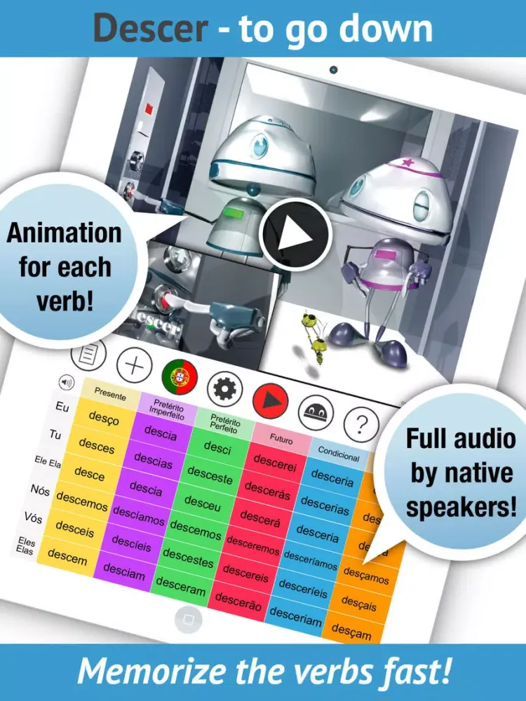 Capturas de tela do Portuguese Verbs - LearnBots iPad 