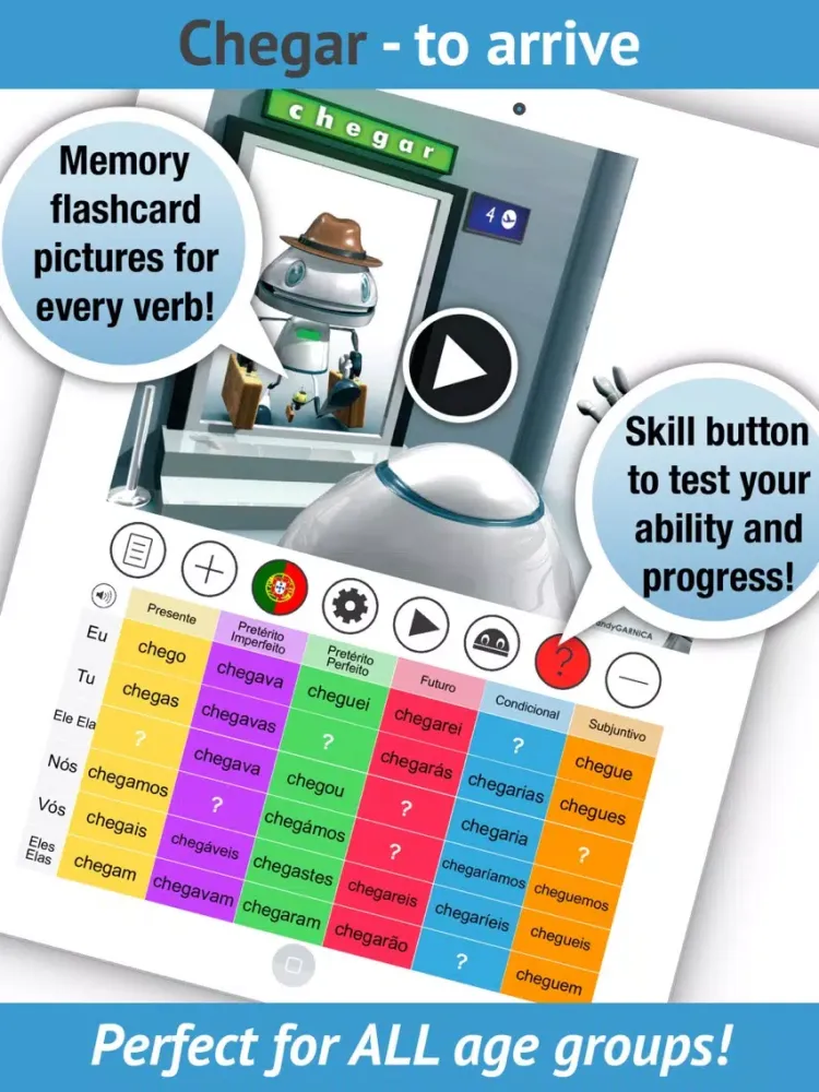 Capturas de tela do Portuguese Verbs - LearnBots iPad 