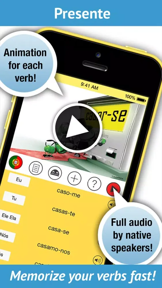 Capturas de tela do Portuguese Verbs - LearnBots