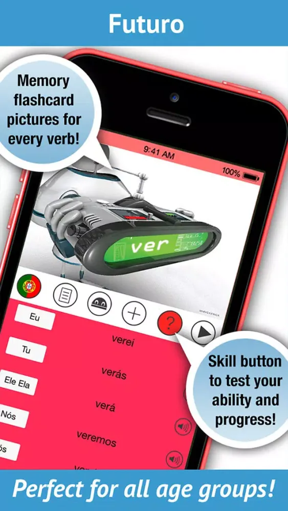 Capturas de tela do Portuguese Verbs - LearnBots