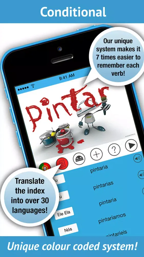 Capturas de tela do Portuguese Verbs - LearnBots