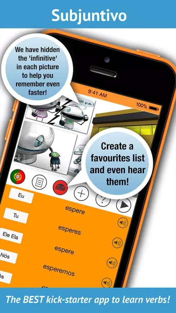 Capturas de tela do Portuguese Verbs - LearnBots