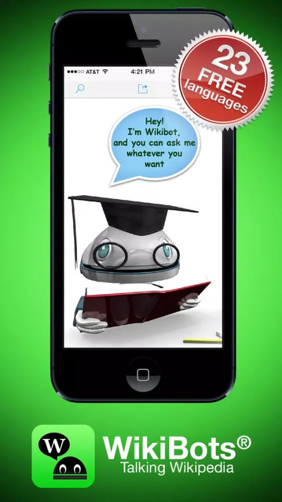 Capturas de tela do WikiBots Talking Wikipedia