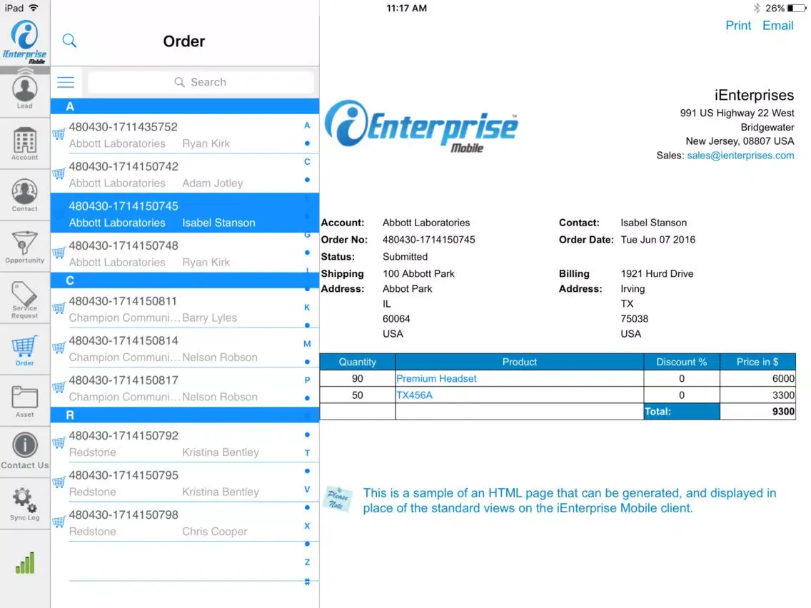 Скриншоты iEnterprise Mobile - Oracle CRM on Demand iPad 