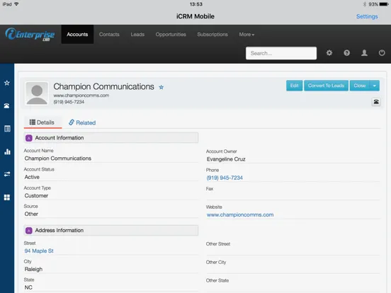 iCRM for iPad iPad  স্ক্রিনশট