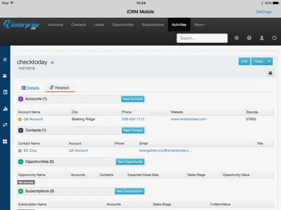 iCRM for iPad iPad  স্ক্রিনশট