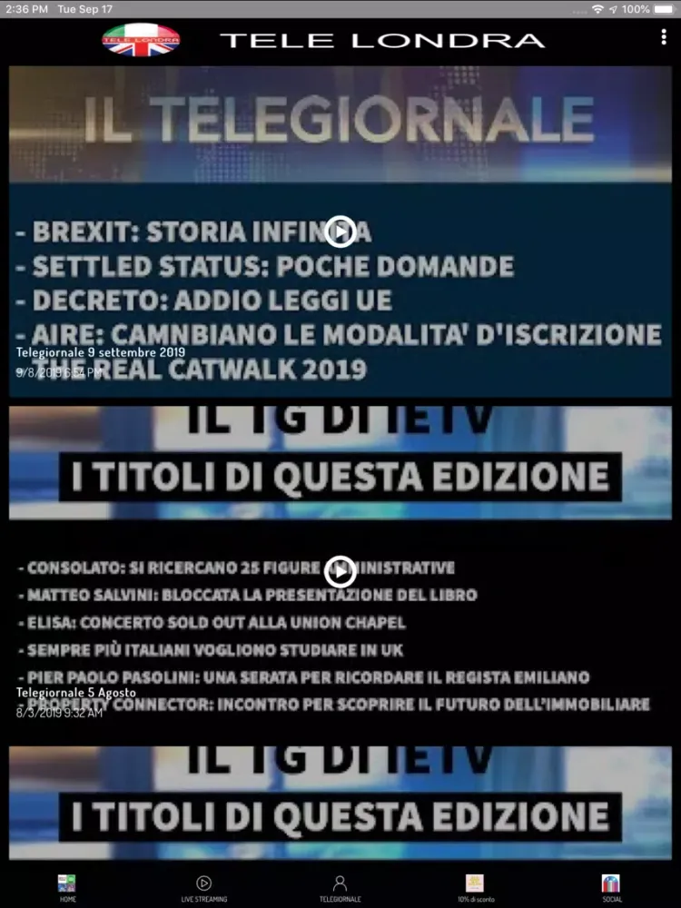 Скриншоты TELE LONDRA iPad 