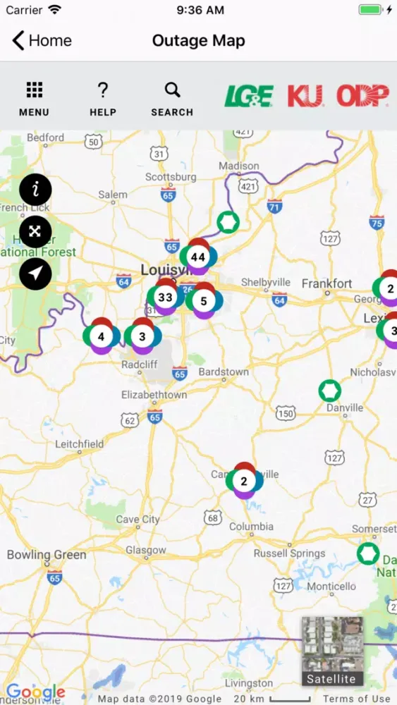 تصاویر LG&E KU ODP Outage Maps