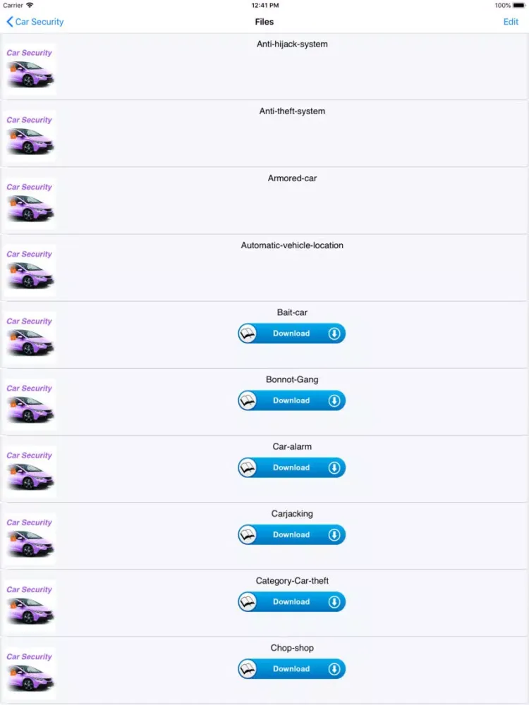 Car Security iPad 应用截图