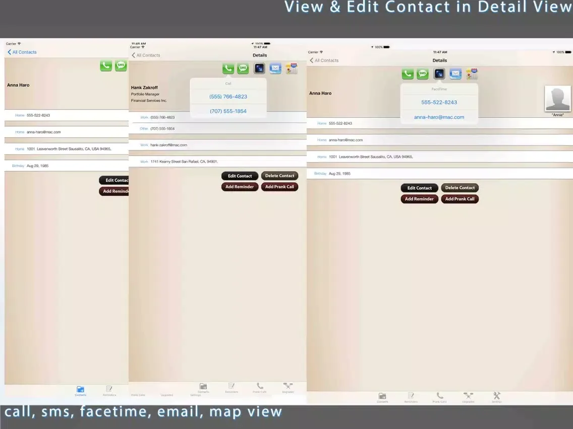 Captures d'écran de Smart Contacts Pro iPad 