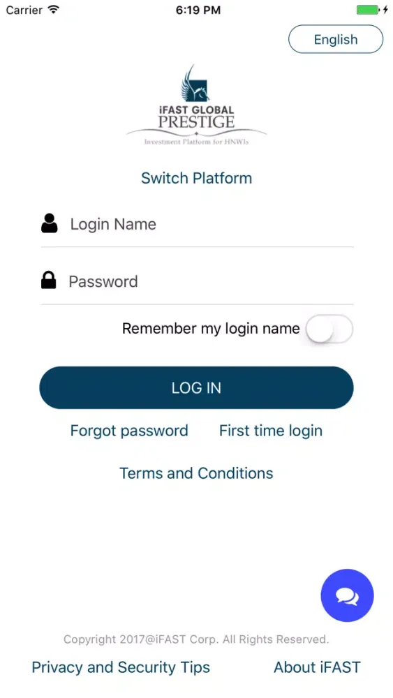 Ảnh chụp màn hình của iFAST HK - Client Mobile