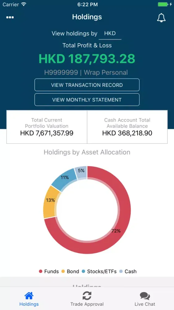 Ảnh chụp màn hình của iFAST HK - Client Mobile