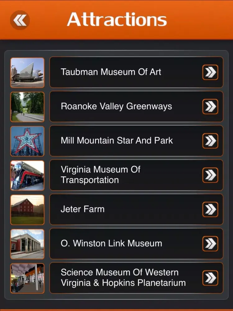 Ảnh chụp màn hình của Roanoke Visitor Guide iPad 