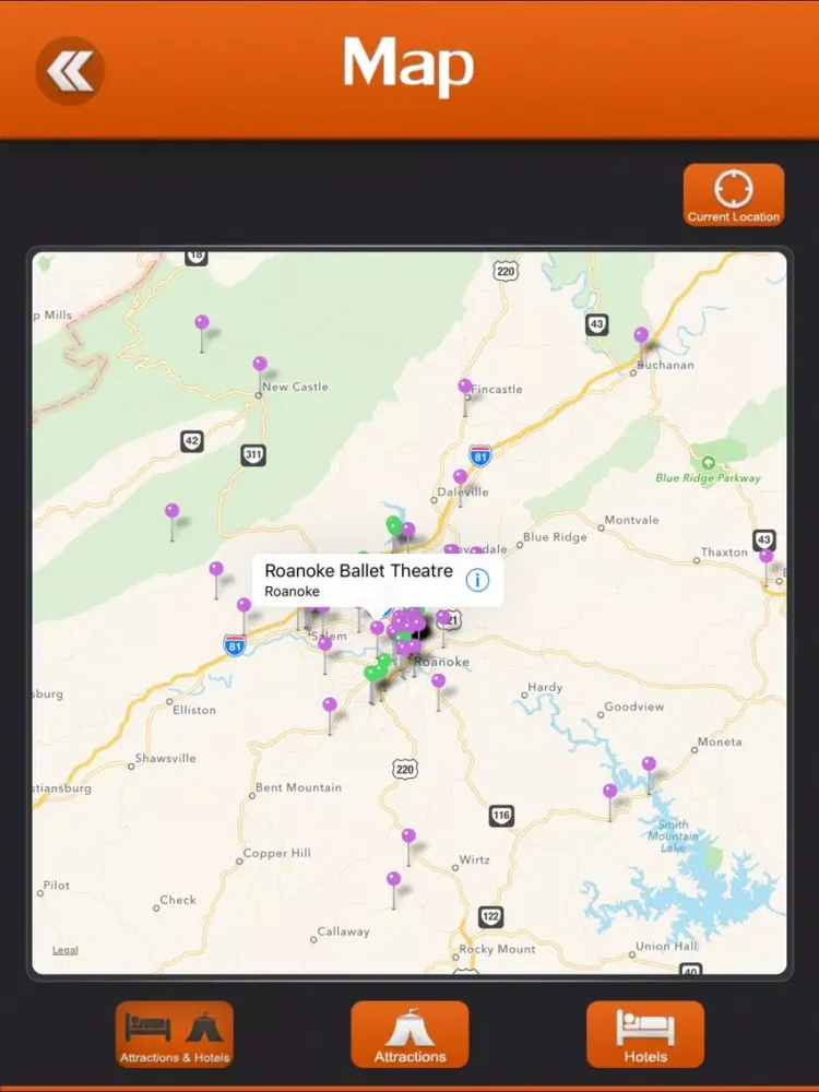 Ảnh chụp màn hình của Roanoke Visitor Guide iPad 