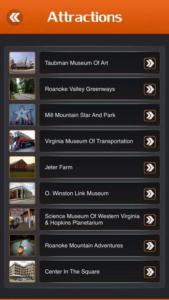 Ảnh chụp màn hình của Roanoke Visitor Guide