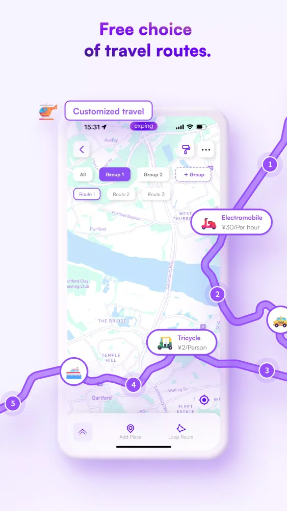 ภาพหน้าจอของ Exping: Trip Planner & Map