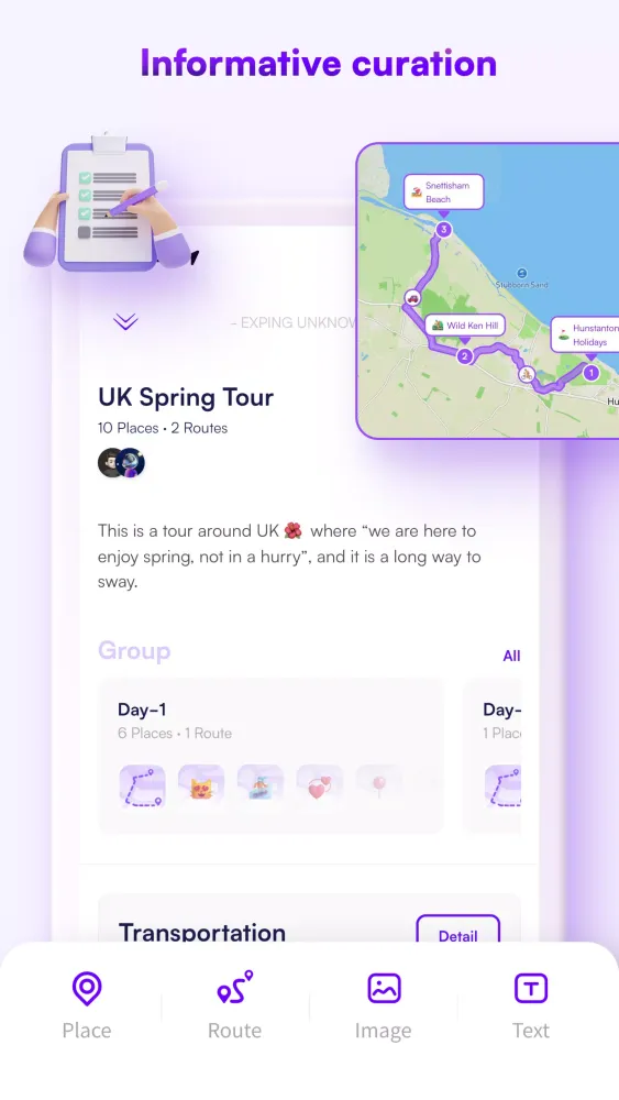 ภาพหน้าจอของ Exping: Trip Planner & Map