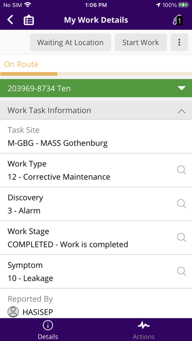 Tangkapan skrin IFS MWO Maintenance