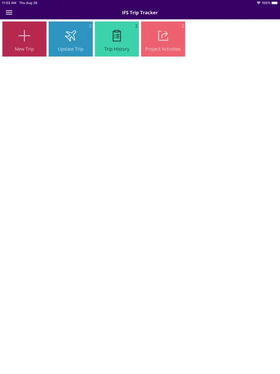 Ảnh chụp màn hình của IFS Trip Tracker iPad 