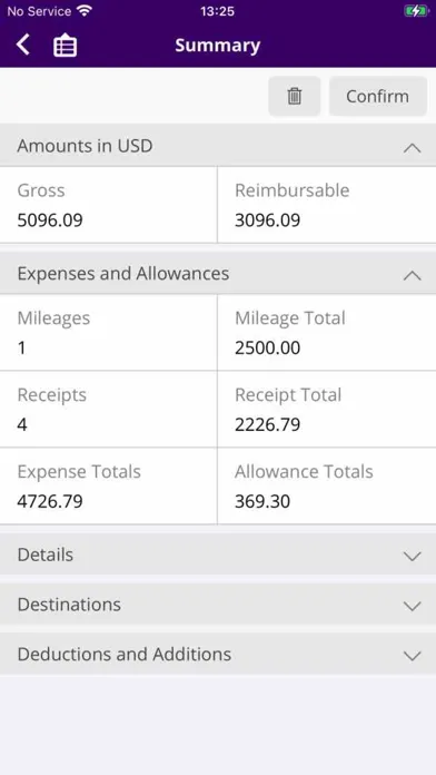 Ảnh chụp màn hình của IFS Trip Tracker