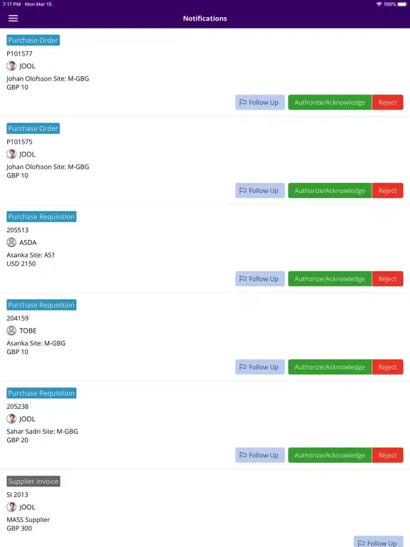 Tangkapan skrin IFS Notify Me iPad