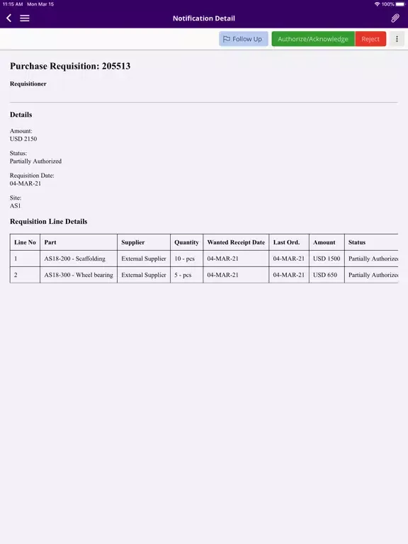 Tangkapan skrin IFS Notify Me iPad