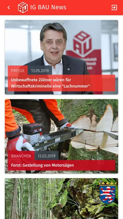 Mitglieder App IG BAU Screenshots
