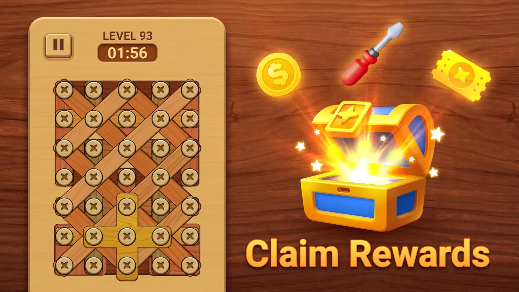 Woodle - Wood Screw Puzzle 스크린샷
