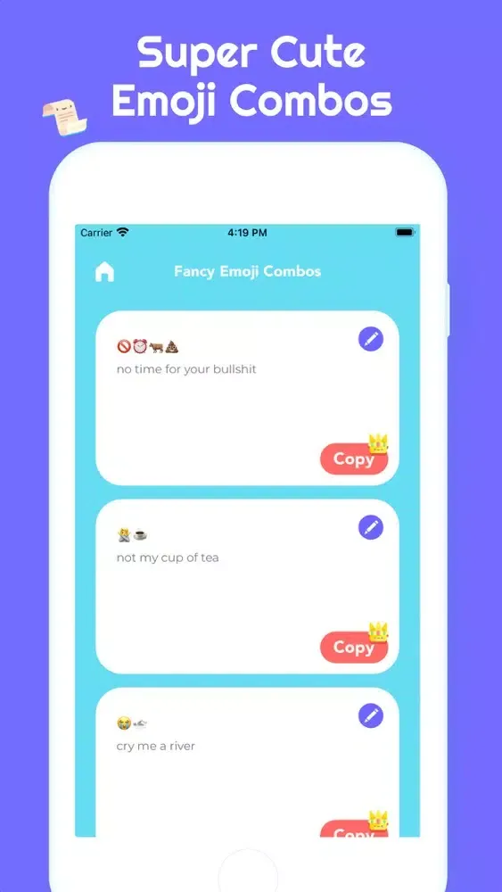 Tangkapan layar POP - Emoji Combos & IG Bios