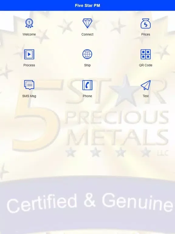 Tangkapan layar Five Star Precious Metals iPad 