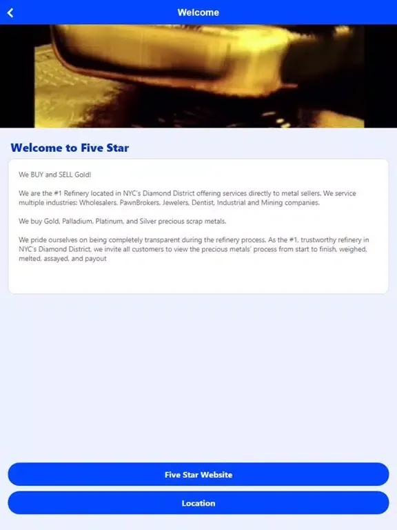 Tangkapan layar Five Star Precious Metals iPad 
