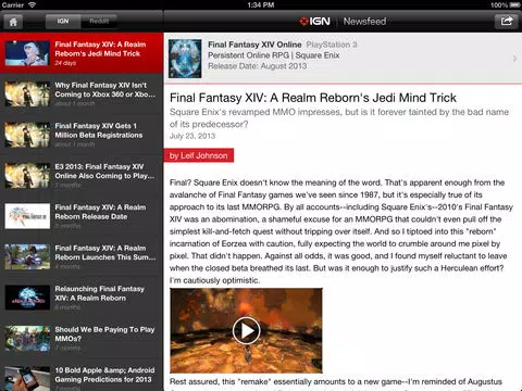 IGN App For Final Fantasy XIV: A Realm Reborn iPad  स्क्रीनशॉट