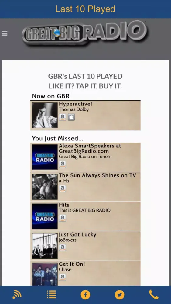 Tangkapan layar Great Big Radio